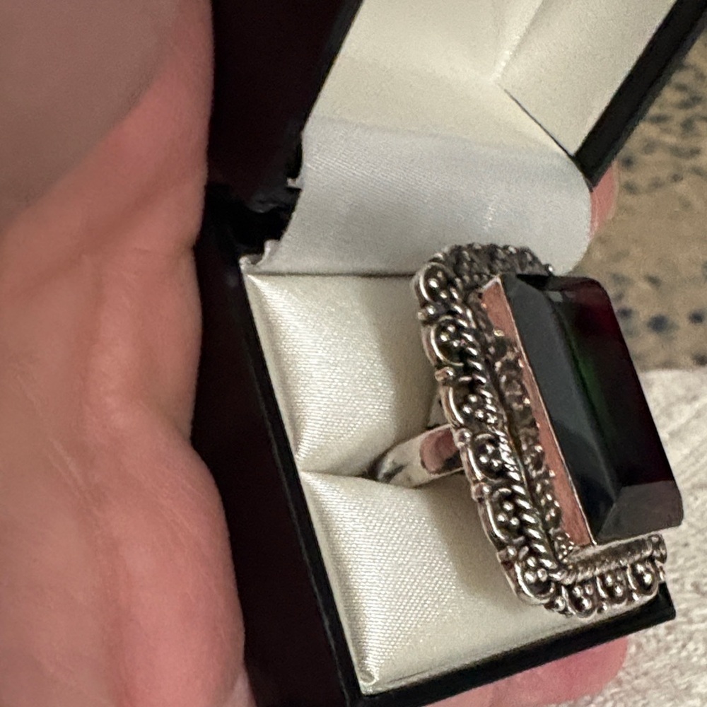 Ring Watermelon Tourmaline 925 Sterling Silver Statement - Picture 8 of 10